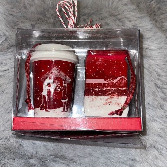 2007 Starbucks boxed Ornament Set Holiday Hot Cup & Christmas Blend Coffee Minia - Picture 6 of 7